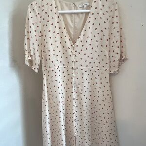 Madewell Silk Clover Button front dress in Fresh Strawberries